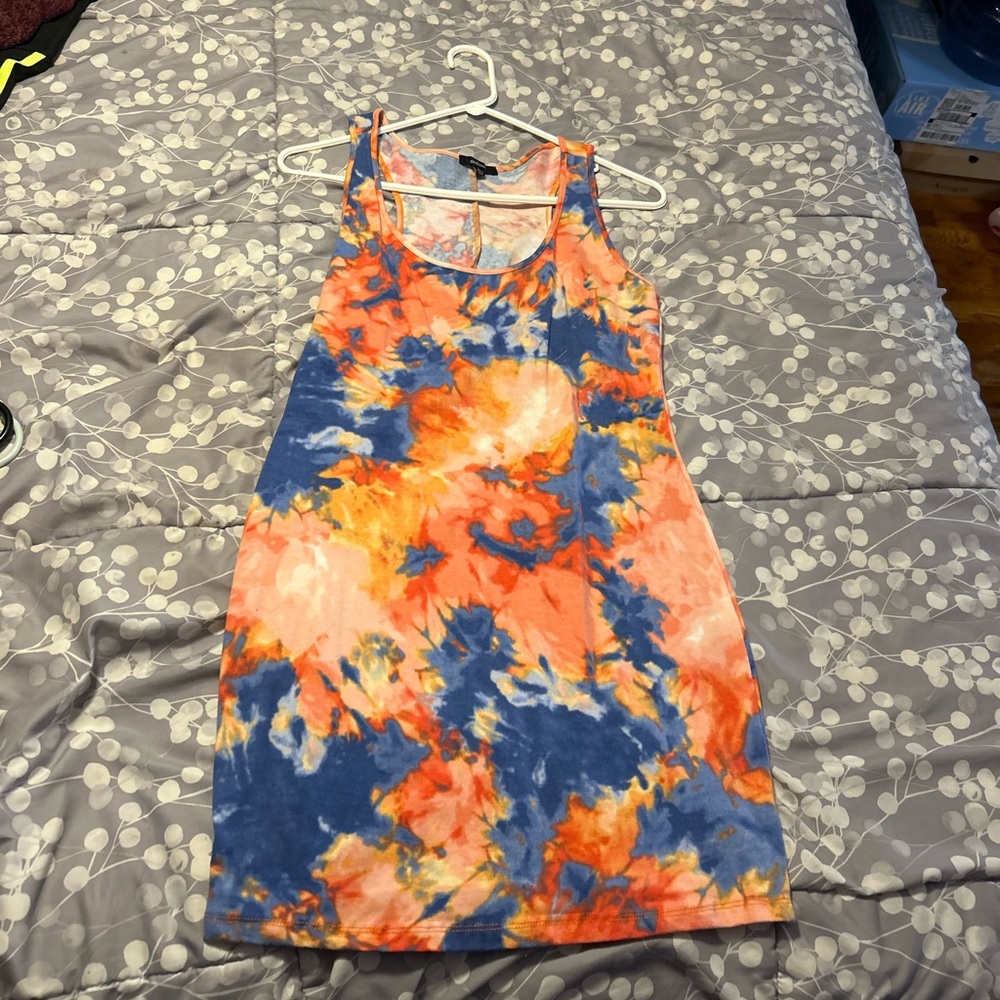 Very unique, styled tie-dyed tank top dress
